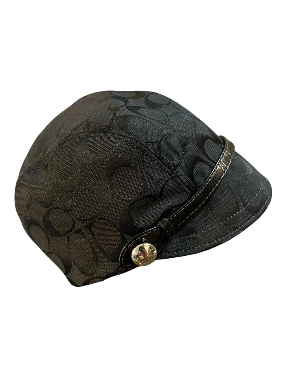 COACH VINTAGE Y2K KAREE SIGNATURE JACQUARD NEWSBOY BAKER BOY CAP BLACK SIZE M/L